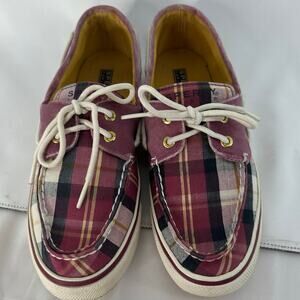Sperry Top-Sider Boat Shoes Womens 7M Purple Navy Plaid Canvas Loafers